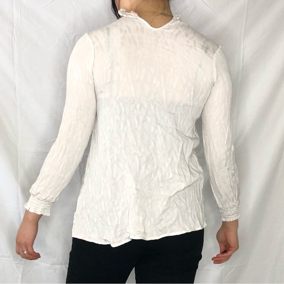 Women’s White Cream Babydoll Keyhole Blouse Top Size Small - Picture 4 of 4